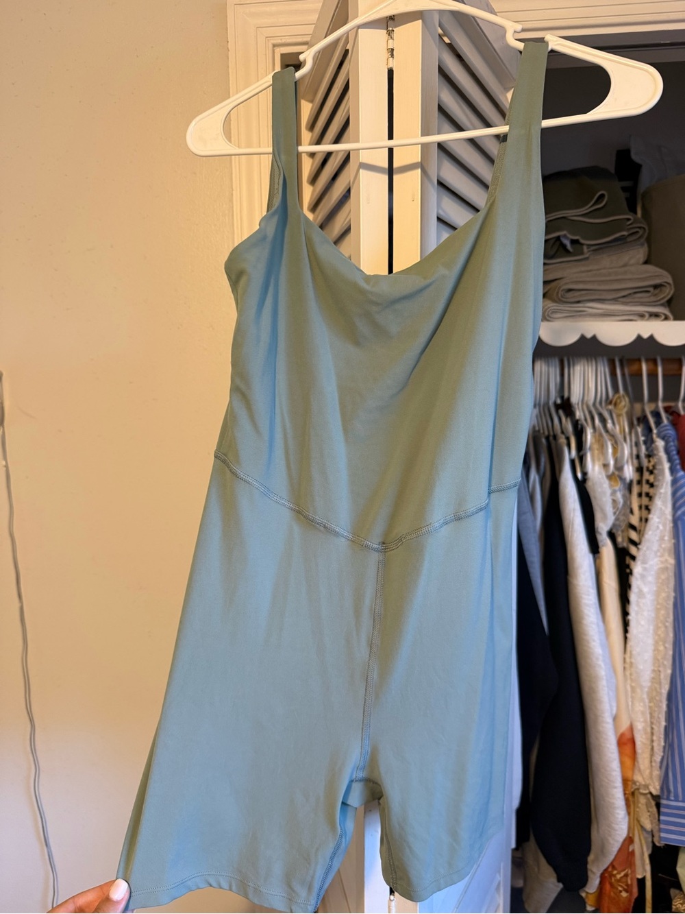 Women’s Sage Green One-Piece Romper- Open back